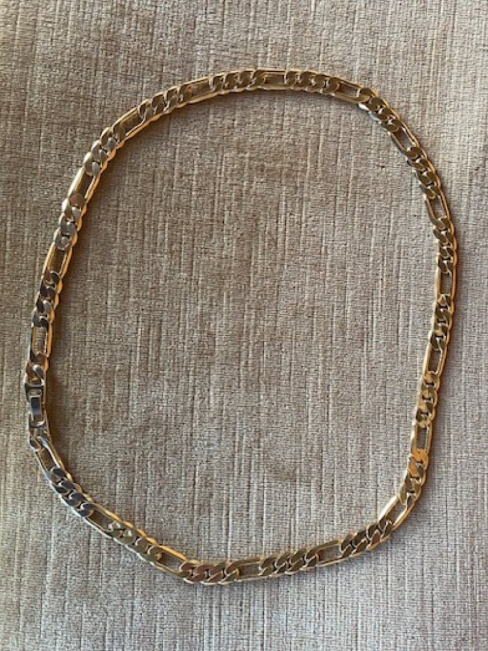 22" Gold plated Figaro Necklace and 9" Bracelet 1/4" links, heavy, shines, a set